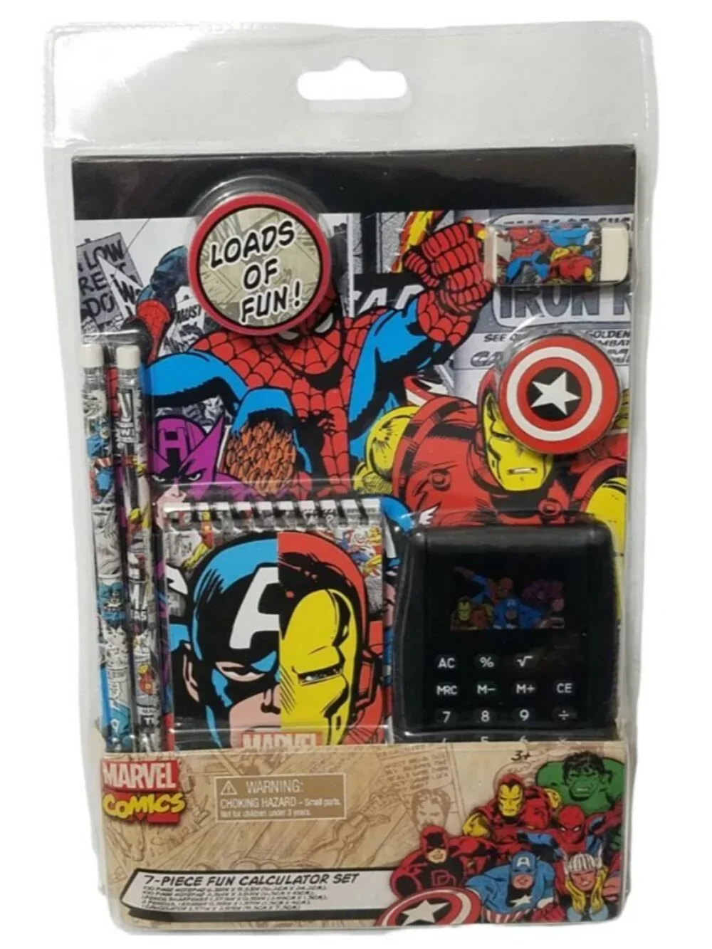 Marvel Classic Superhero 7pcs Calculator & School Supplies Gift Set - NEW